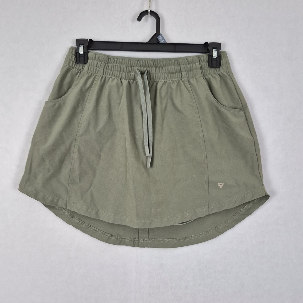 Liv Outdoor Athletic Drawstring Skort Size L Olive Green Elastic Waistband Gym.